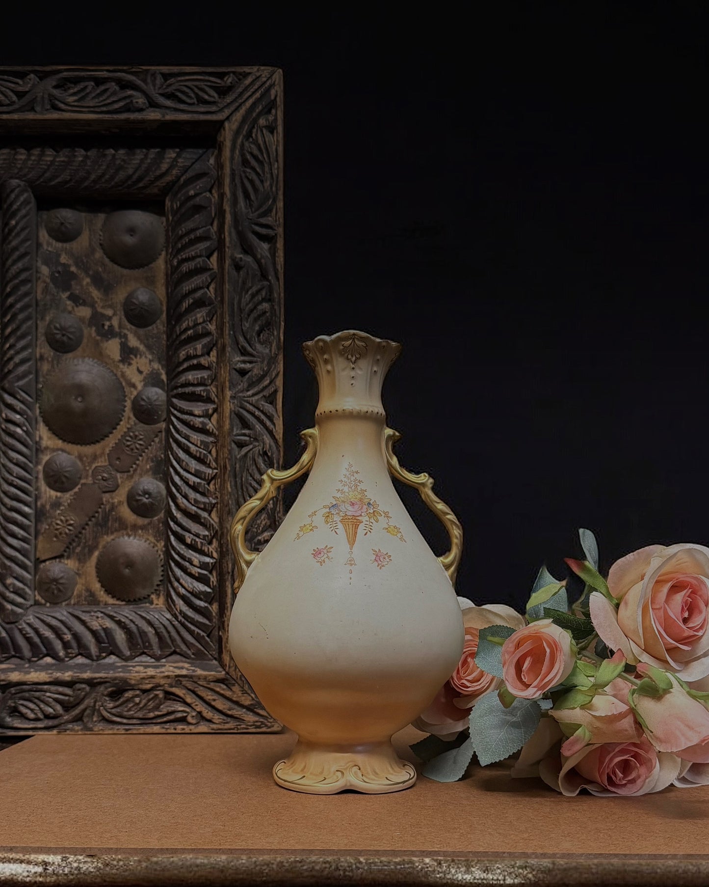 English Crown Devon “Spring” Pattern Hand-Painted Vase, Fielding & Co., Stoke-on-Trent, circa 1910s