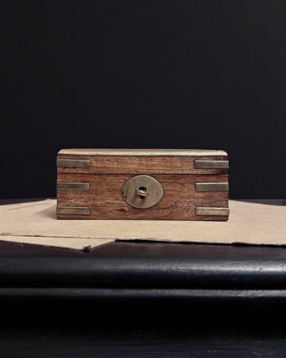 Vintage Rosewood Lock Box with Brass Details