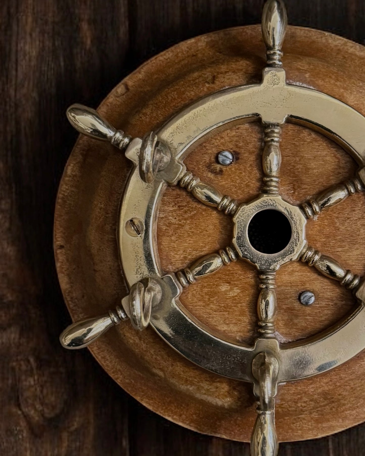 Vintage European Key Holder - Brass & Wood