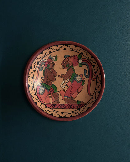 Mexican Mayan Aztec Folk Art Pottery Plate