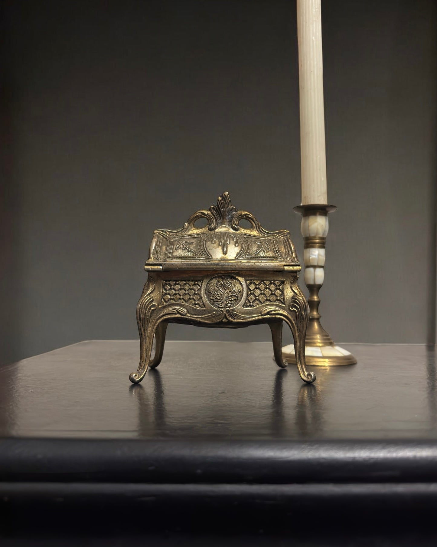 Early 20th-Century Cast Metal Trinket Casket Box, European - Art Nouveau Style