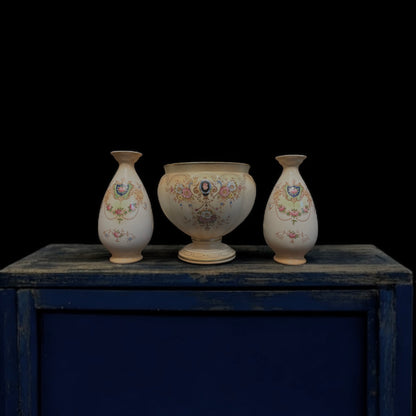 Antique English Crown Devon Fielding’s “Thames” Pattern 3-Piece Set - Circa 1917–1925.