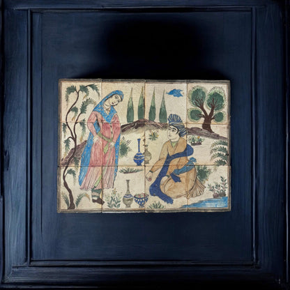 19th Century Persian Qajar Dynasty Pictorial Tile Set (12 Tiles) – Exceptionally Rare, Handmade & Hand-painted, Iran, mid-19th century