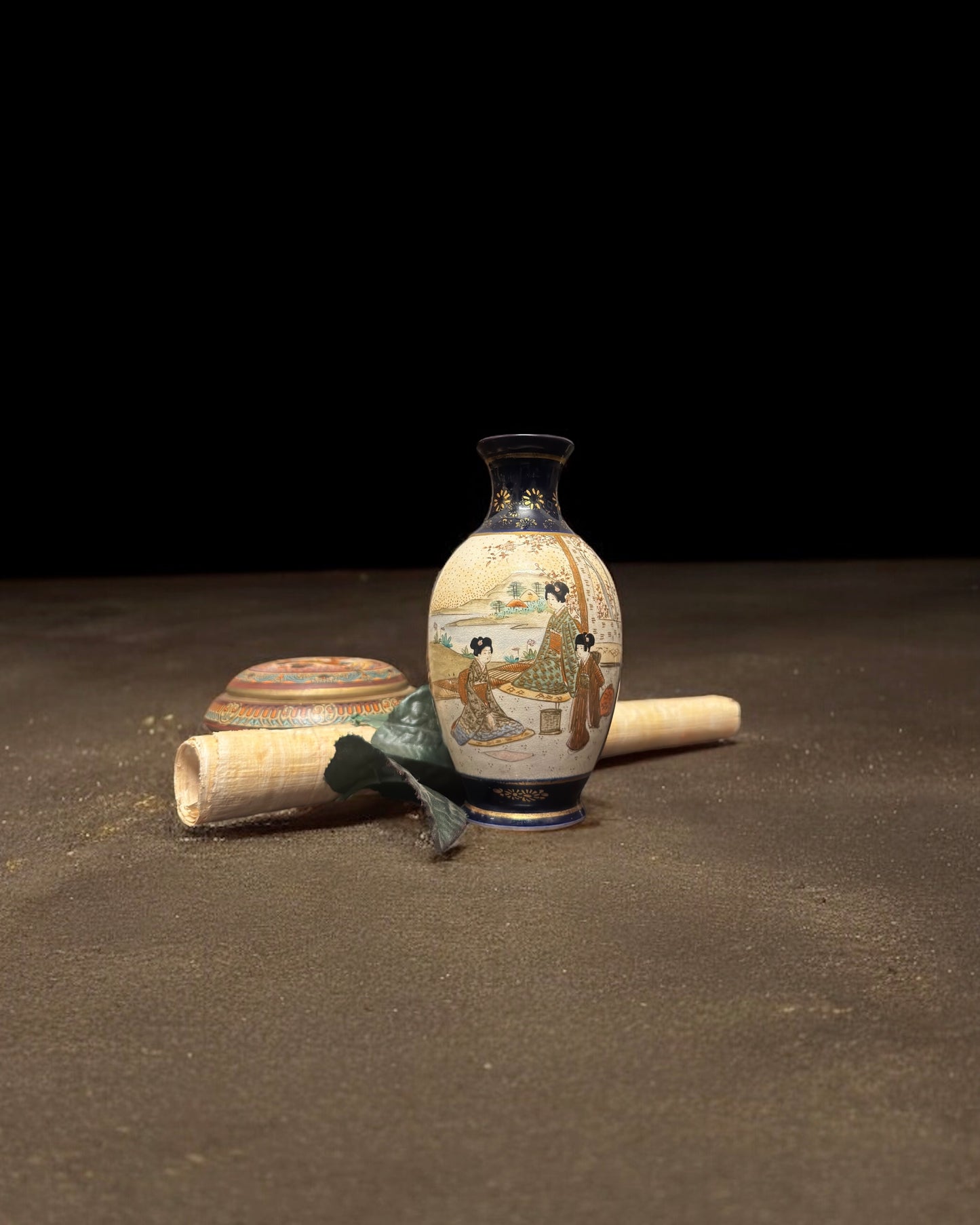 Signed Japanese Mini Satsuma Vase, Hand-Painted, Meiji Period (between 1880-1900)