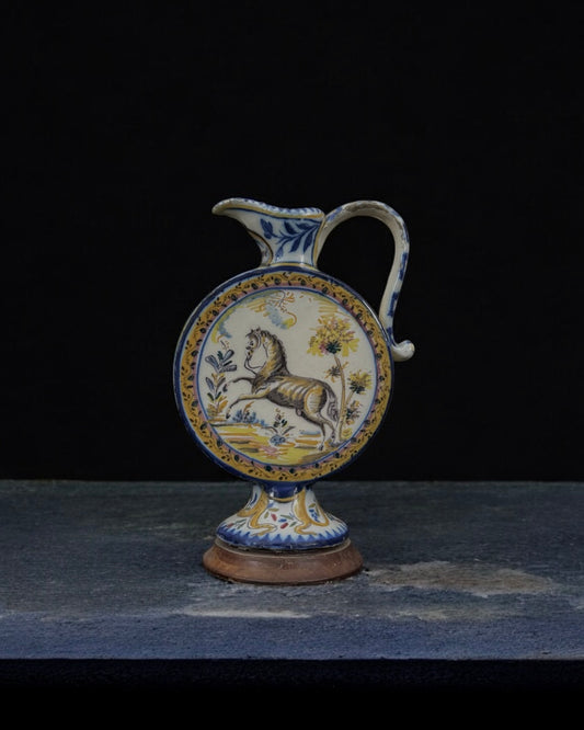 Signed Spanish Triana Majolica Pottery Ewer, Mid-Late 19th Century, c.1860-1880