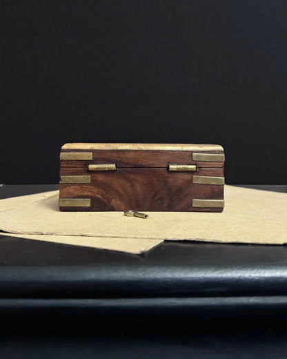 Vintage Rosewood Lock Box with Brass Details