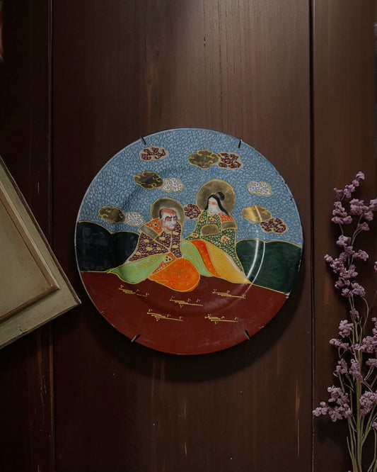 Japanese Satsuma-Style Porcelain Plate “Kannon and an Arhat”. Taishō period (circa 1910–1920), Marked: 大日本特製 (Dai Nippon Tokusei) “Specially Made in Great Japan”