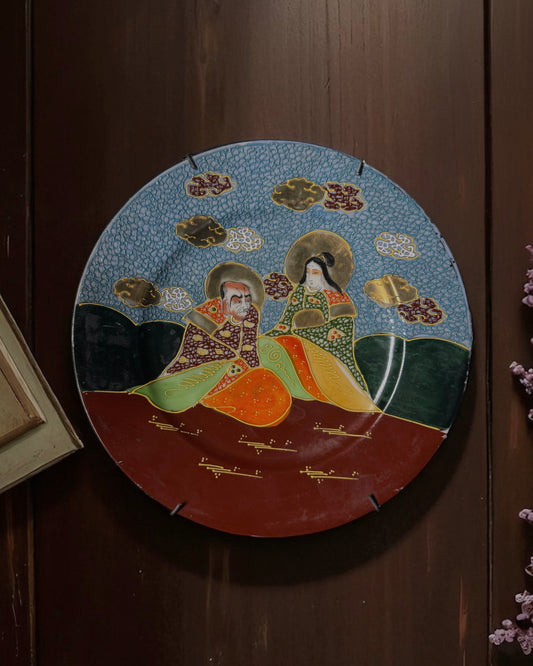 Japanese Satsuma-Style Porcelain Plate “Kannon and an Arhat”. Taishō period (circa 1910–1920), Marked: 大日本特製 (Dai Nippon Tokusei) “Specially Made in Great Japan”