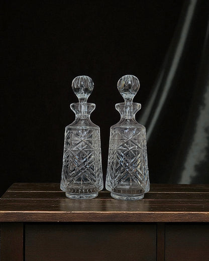 Vintage Hand-Cut Crystal Decanters (Pair)