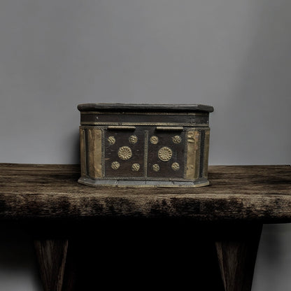 19th Century Himalayan Brass-Mounted Wooden Chest
