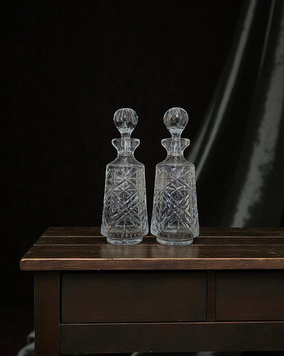 Vintage Hand-Cut Crystal Decanters (Pair)