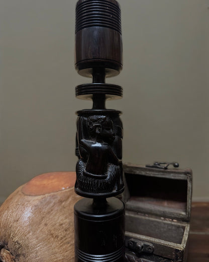 Hand-Carved African Ebony Candle Holder