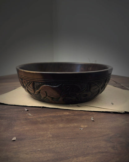 African Hand-Carved Ebony Bowl