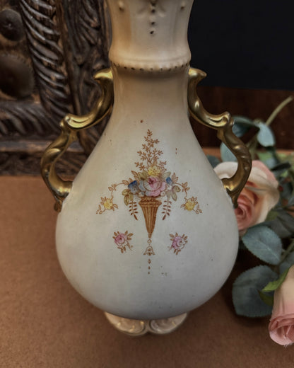 English Crown Devon “Spring” Pattern Hand-Painted Vase, Fielding & Co., Stoke-on-Trent, circa 1910s