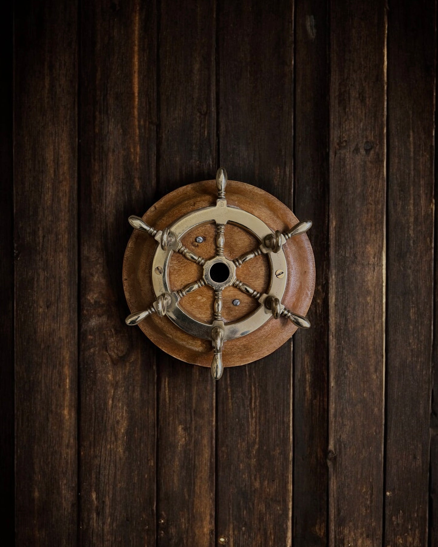 Vintage European Key Holder - Brass & Wood