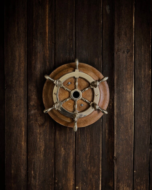 Vintage European Key Holder - Brass & Wood