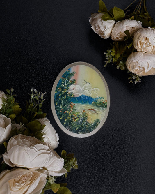 “Recuerdo de Tenerife” - Vintage Spanish Mirror Painting - Souvenir from Tenerife Island