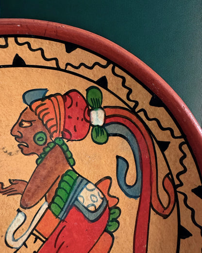 Mexican Mayan Aztec Folk Art Pottery Plate