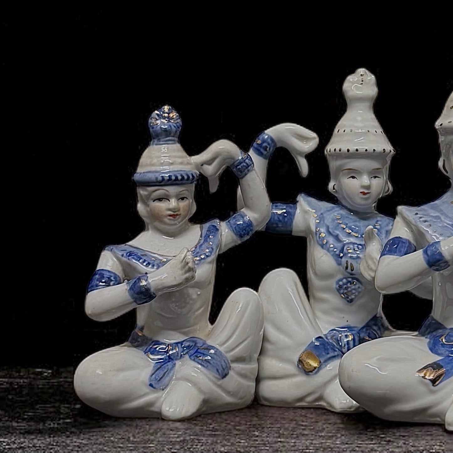 Vintage Porcelain Thai Temple Dancer Figurines
