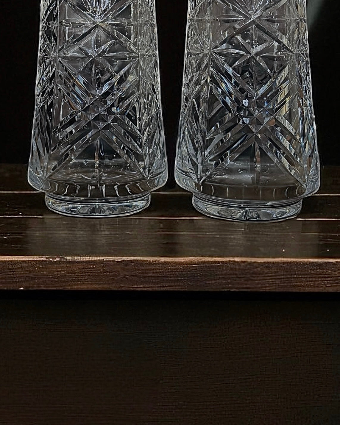 Vintage Hand-Cut Crystal Decanters (Pair)