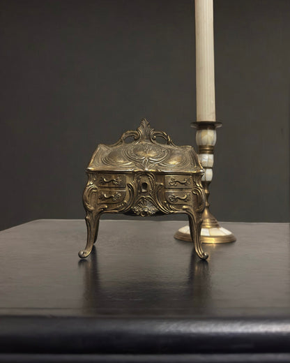 Early 20th-Century Cast Metal Trinket Casket Box, European - Art Nouveau Style
