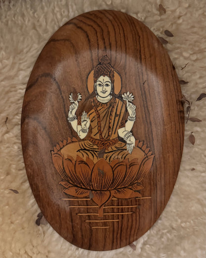 Lakshmi - Indian Wooden Marquetry Plaque