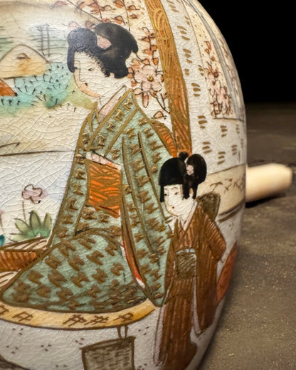 Signed Japanese Mini Satsuma Vase, Hand-Painted, Meiji Period (between 1880-1900)