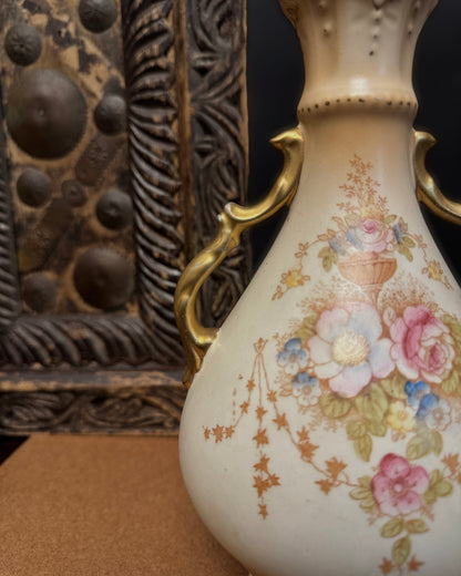 English Crown Devon “Spring” Pattern Hand-Painted Vase, Fielding & Co., Stoke-on-Trent, circa 1910s