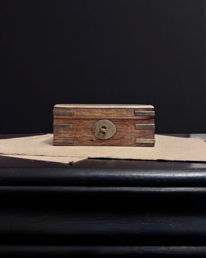 Vintage Rosewood Lock Box with Brass Details