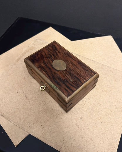 Vintage Rosewood Lock Box with Brass Details