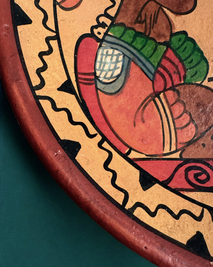 Mexican Mayan Aztec Folk Art Pottery Plate