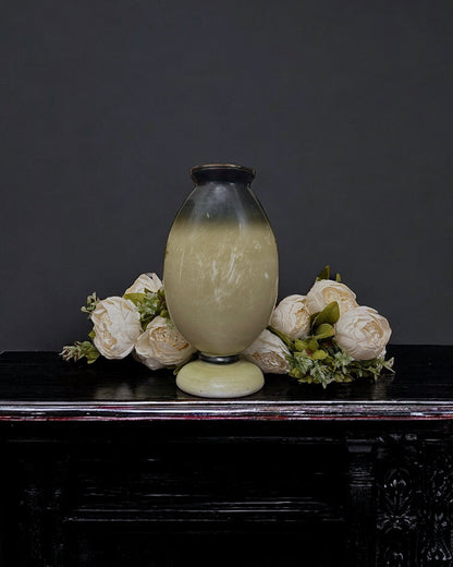 19th Century Victorian Bristol Glass Vase - Handpainted & Transfer Print, England, c.1870-80