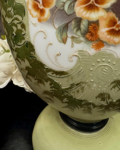 19th Century Victorian Bristol Glass Vase - Handpainted & Transfer Print, England, c.1870-80