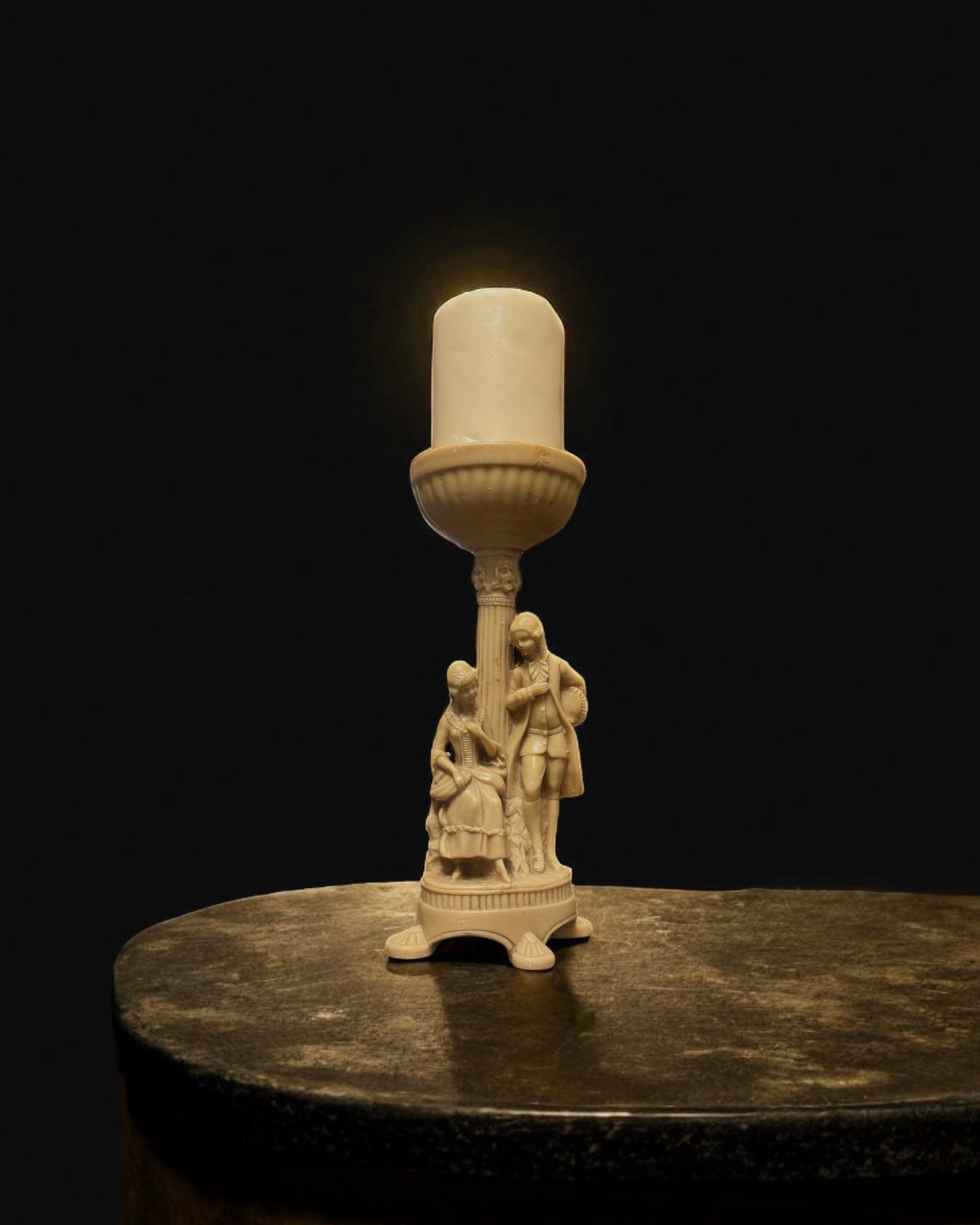 Mid-Century European Figural Resin Candle Holder