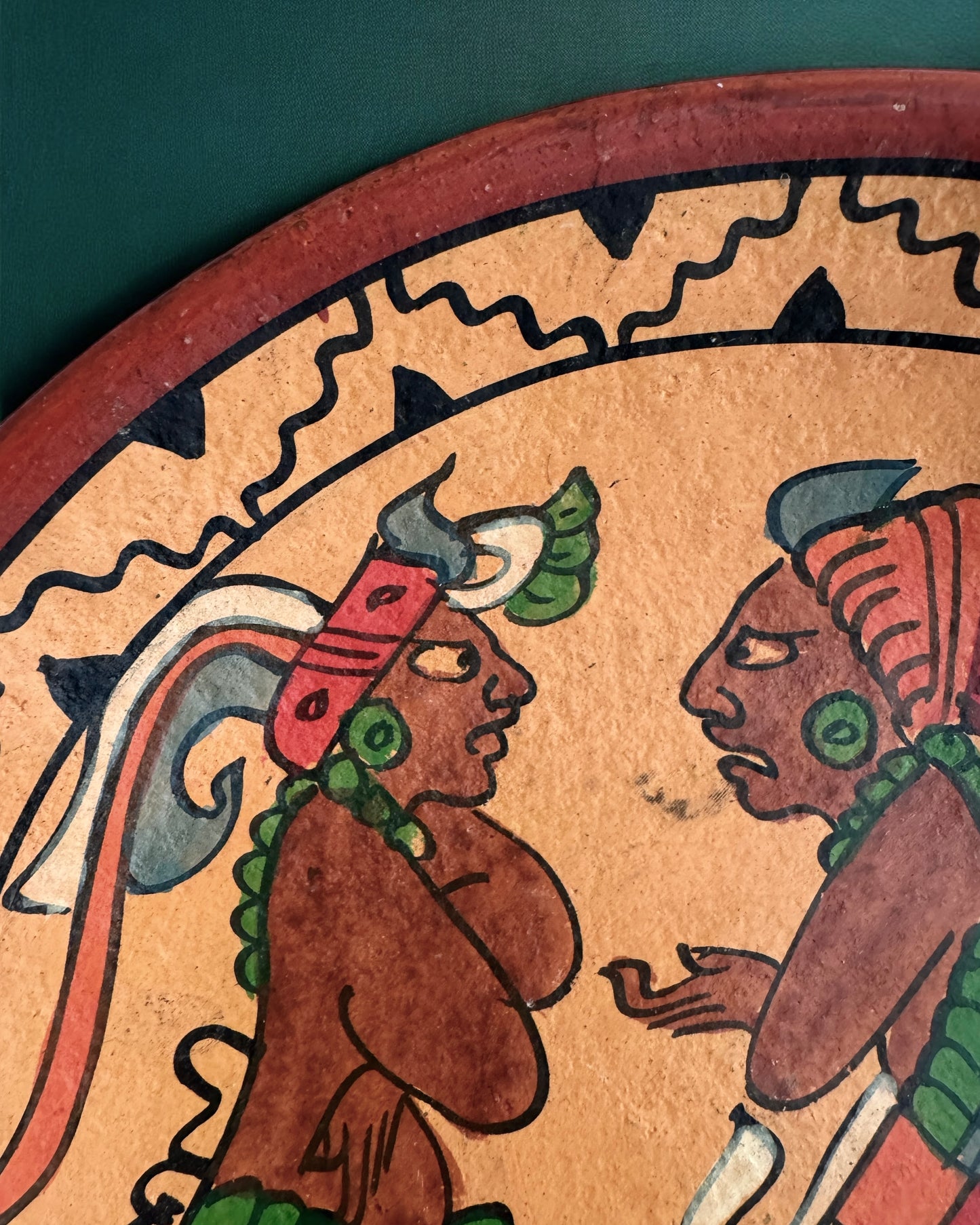 Mexican Mayan Aztec Folk Art Pottery Plate
