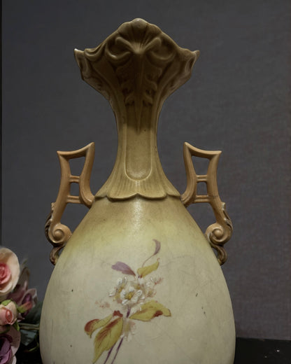 Antique Austrian Robert Hanke Porcelain Vase - Late Victorian/Early Art Nouveau, Hand-painted, circa 1900
