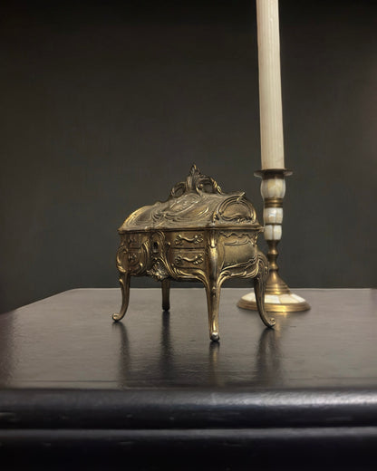 Early 20th-Century Cast Metal Trinket Casket Box, European - Art Nouveau Style