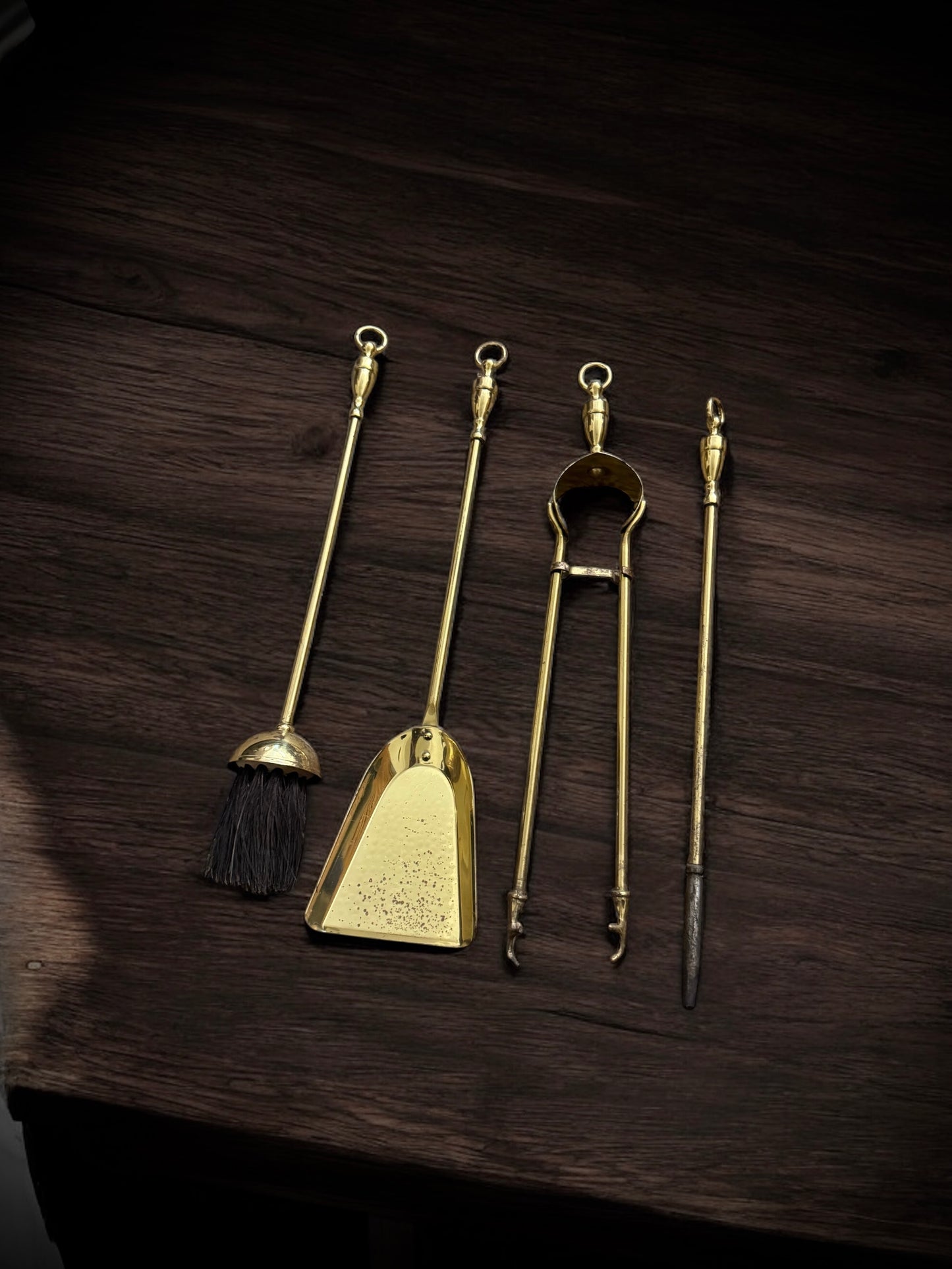 Mid-20th Century French Neoclassical Brass Fireplace Stand - Five Piece Set