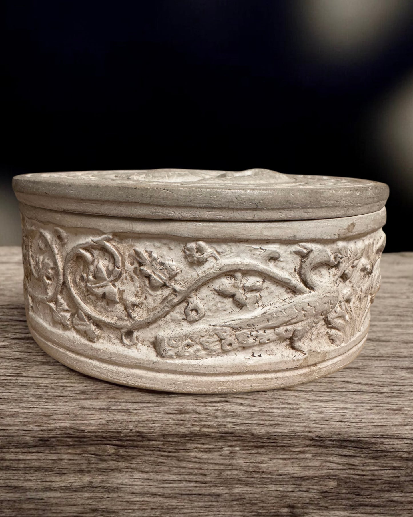 Antique European Hand-Carved Decorative Box - Peacock Motifs (Dated 1916)