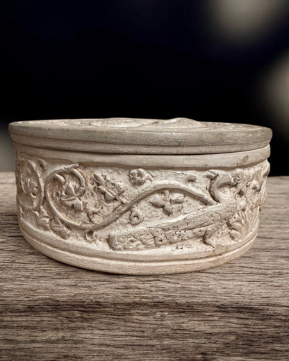 Antique European Hand-Carved Decorative Box - Peacock Motifs (Dated 1916)