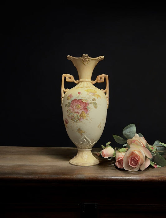 19th Century Victorian Hand-Painted Earthenware English Vase, c.1870-1890