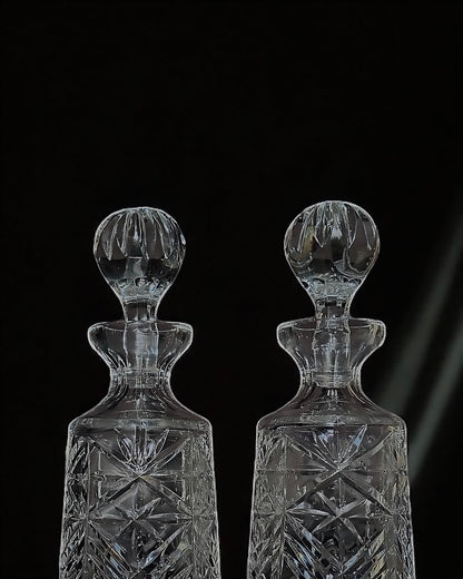 Vintage Hand-Cut Crystal Decanters (Pair)