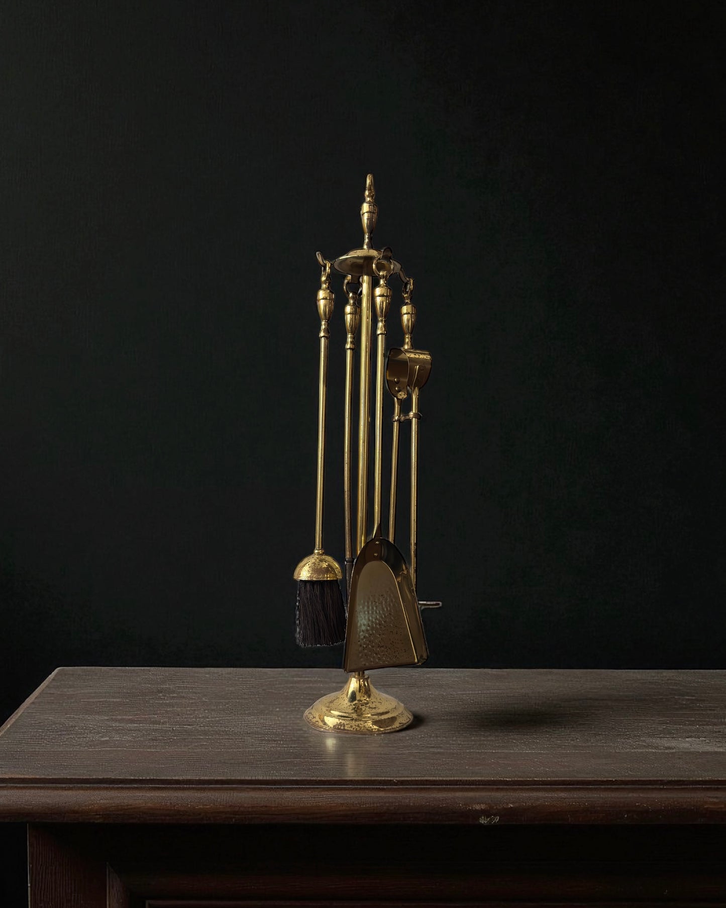 Mid-20th Century French Neoclassical Brass Fireplace Stand - Five Piece Set