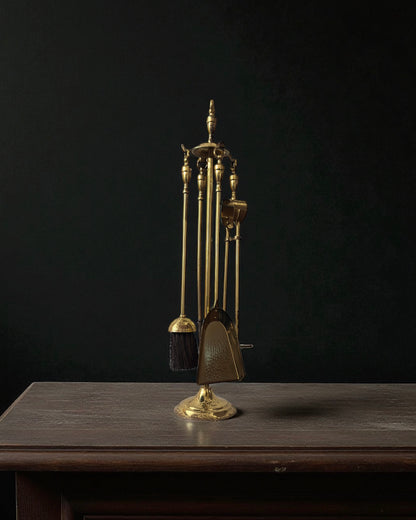 Mid-20th Century French Neoclassical Brass Fireplace Stand - Five Piece Set