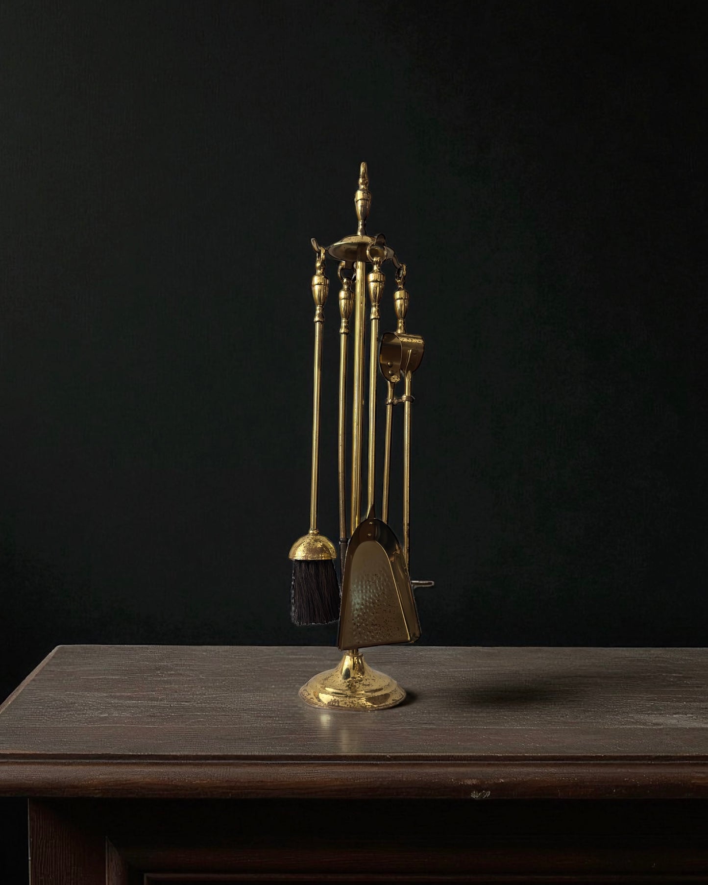 Mid-20th Century French Neoclassical Brass Fireplace Stand - Five Piece Set