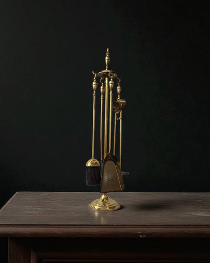 Mid-20th Century French Neoclassical Brass Fireplace Stand - Five Piece Set