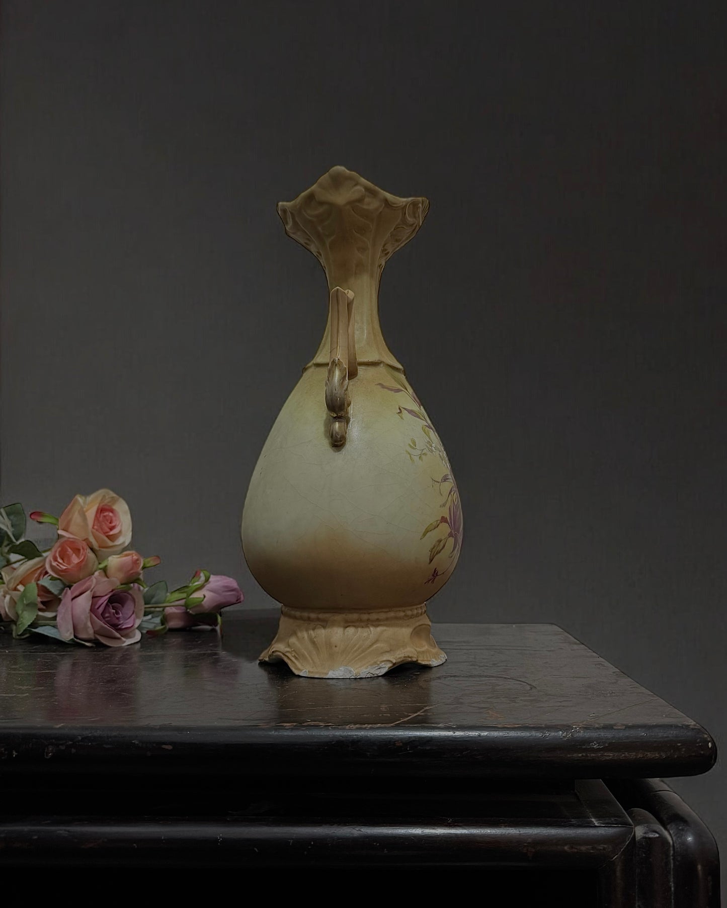 Antique Austrian Robert Hanke Porcelain Vase - Late Victorian/Early Art Nouveau, Hand-painted, circa 1900