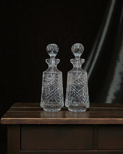 Vintage Hand-Cut Crystal Decanters (Pair)