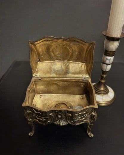 Early 20th-Century Cast Metal Trinket Casket Box, European - Art Nouveau Style