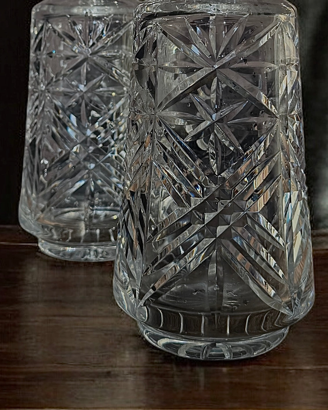 Vintage Hand-Cut Crystal Decanters (Pair)